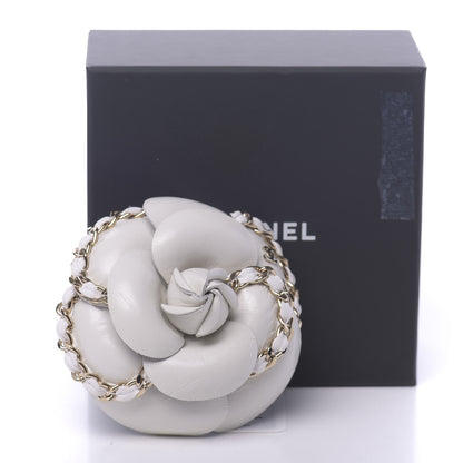 Chanel Lambskin Chain CC Camellia Brooch White 5 of 5