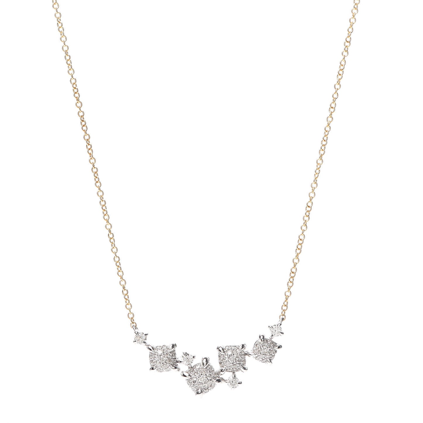 18K Yellow White Gold Diamond Precious Chatelaine Necklace