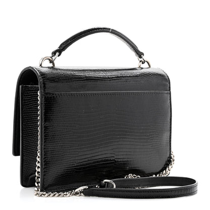 Saint Laurent Calfskin Lizard Embossed Monogram Sunset Chain Wallet Black 3 of 11