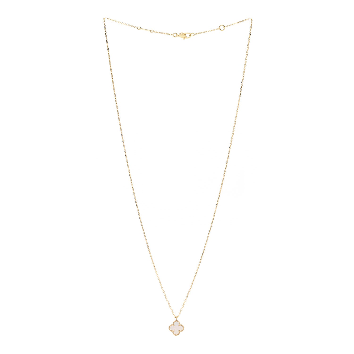 Van Cleef & Arpels 18K Yellow Gold Mother of Pearl Sweet Alhambra Pendant Necklace 3 of 7
