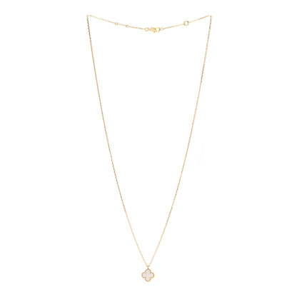 Van Cleef & Arpels 18K Yellow Gold Mother of Pearl Sweet Alhambra Pendant Necklace 3 of 7