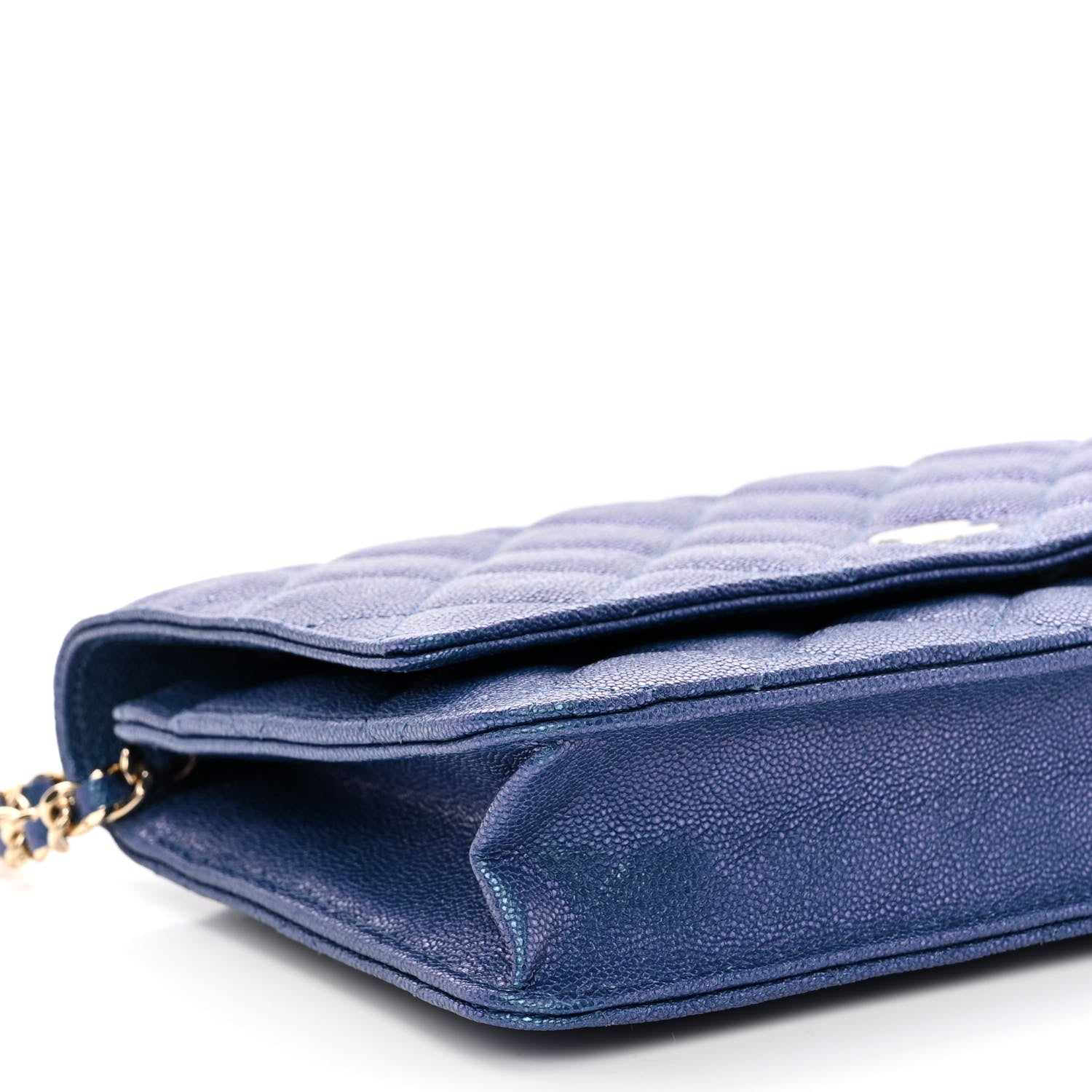Chanel Iridescent Caviar Quilted Wallet on Chain WOC Dark Blue 10 of 12