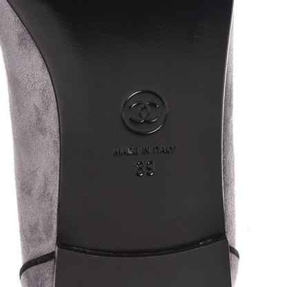 Chanel Suede Calfskin Mocassin CC Flats 39 Grey 6 of 7