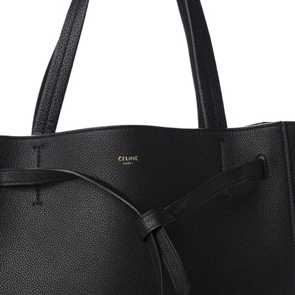 Celine Soft Grained Calfskin Small Belt Cabas Phantom Black 9 of 10