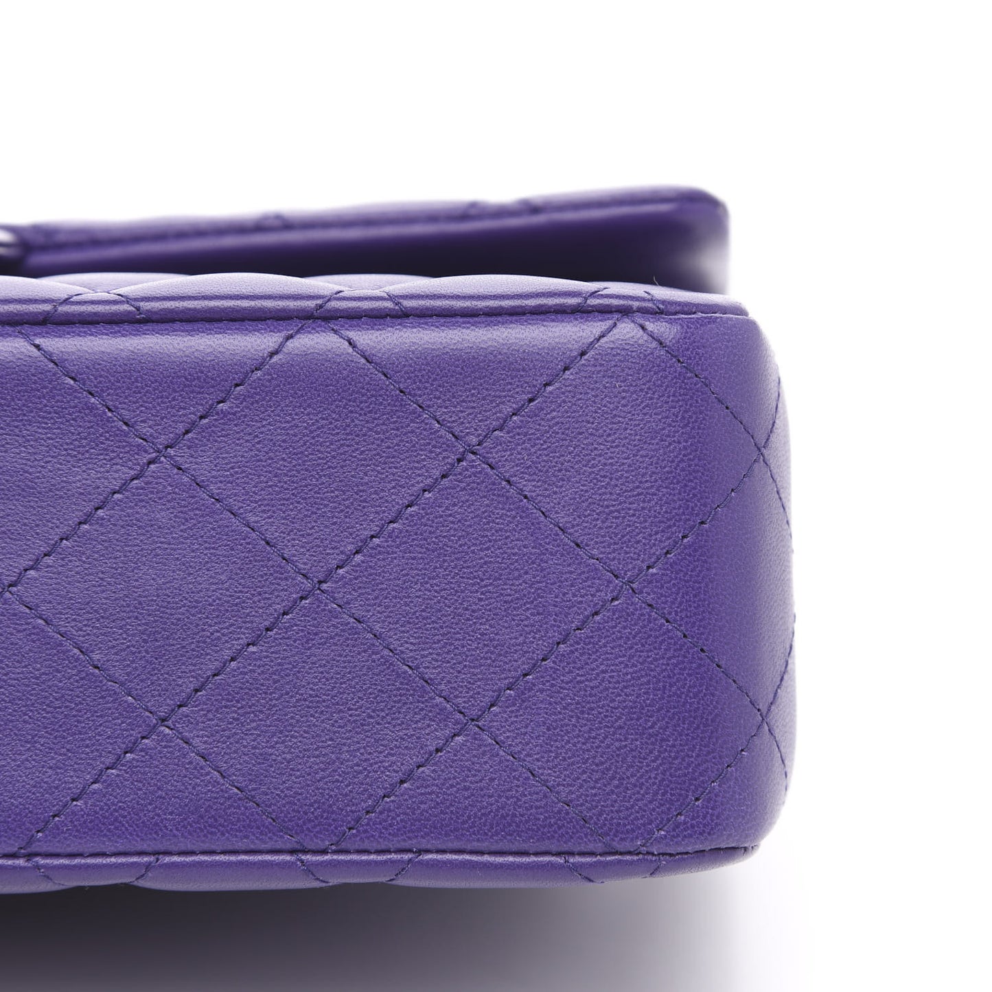 Lambskin Quilted Medium Double Flap Purple