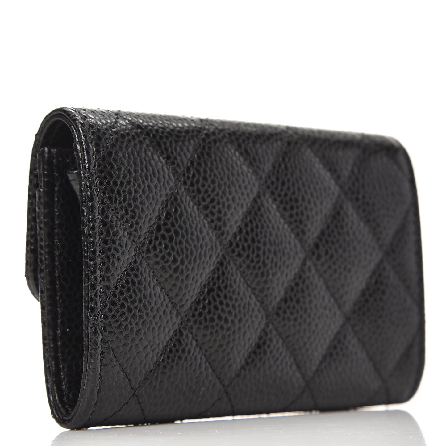 Caviar Quilted Flap Card Holder Black