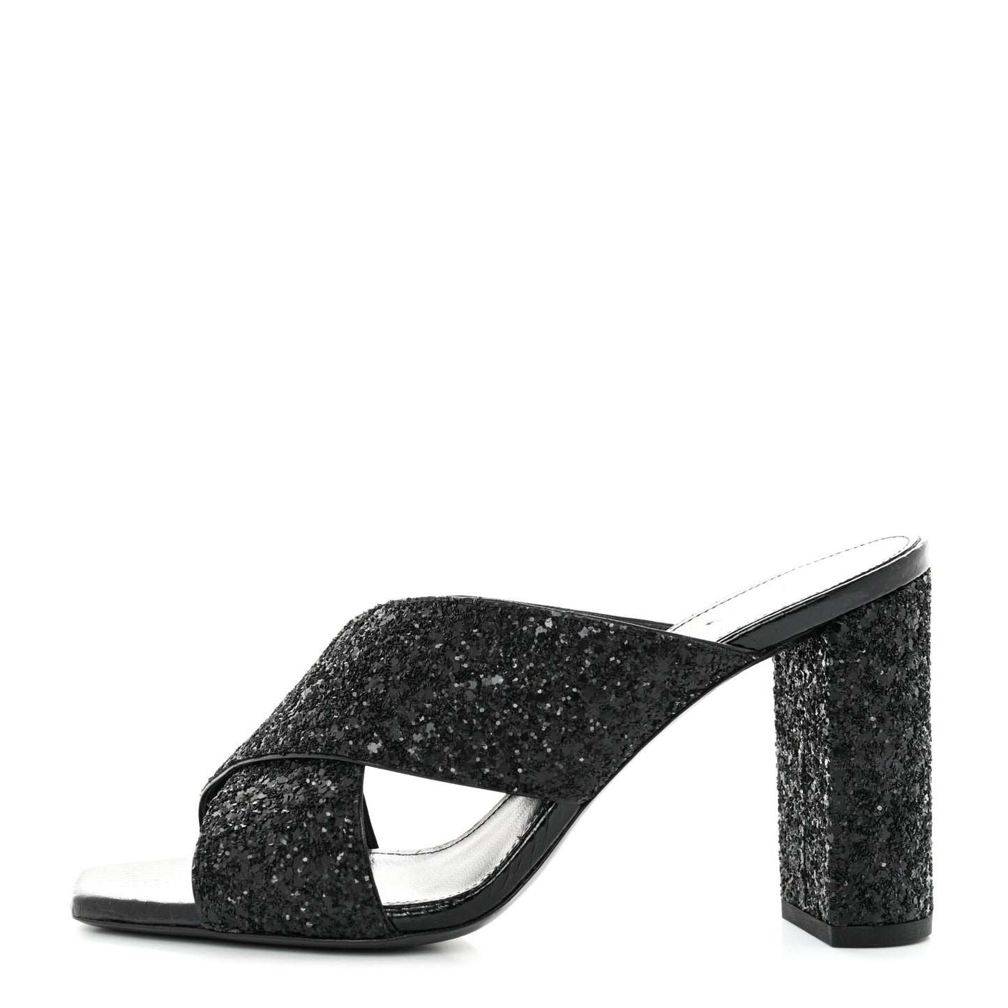 Glitter LouLou 70 Mule Sandals 38 Black