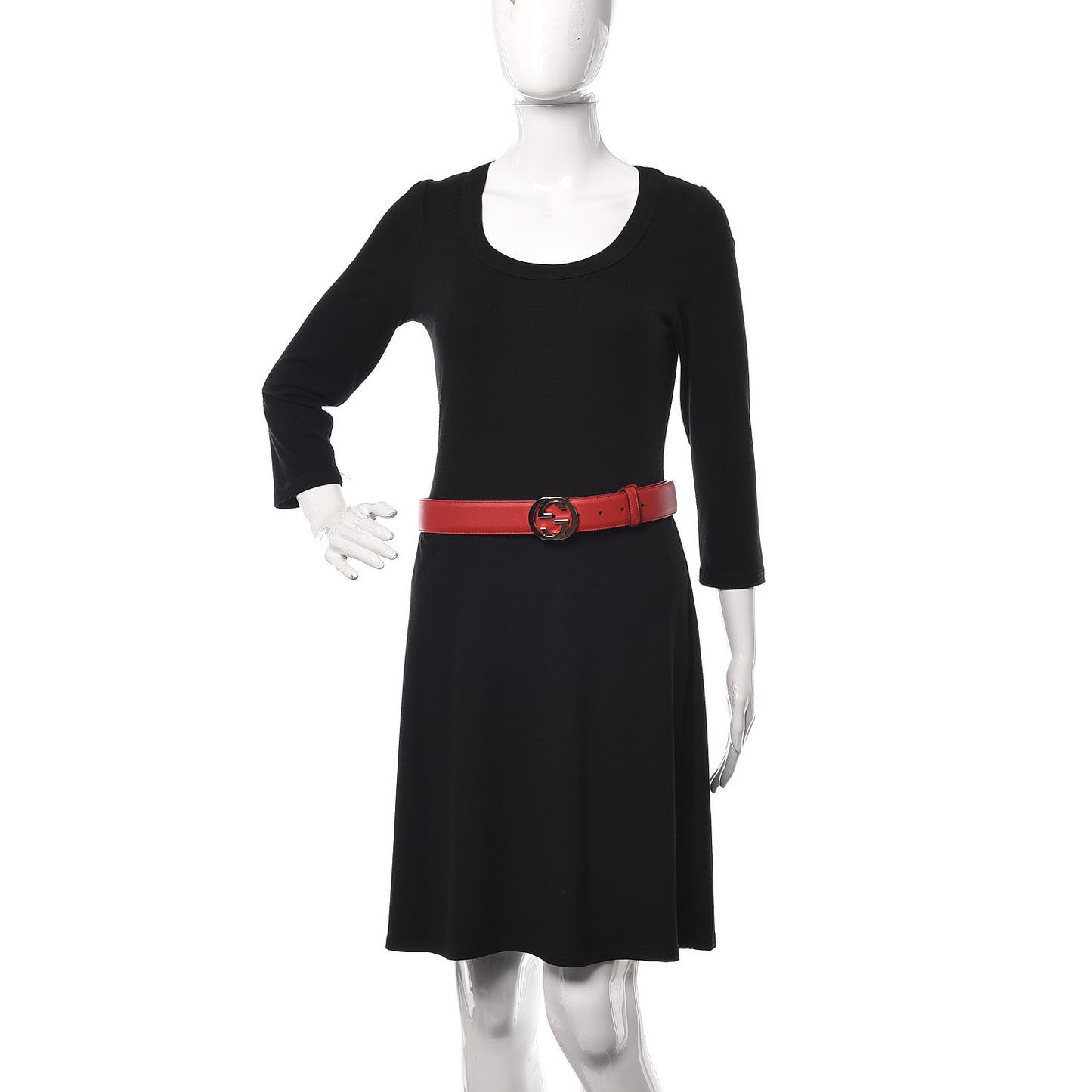 Moon Calfskin Interlocking G 37mm Belt 85 34 Vibrant Red