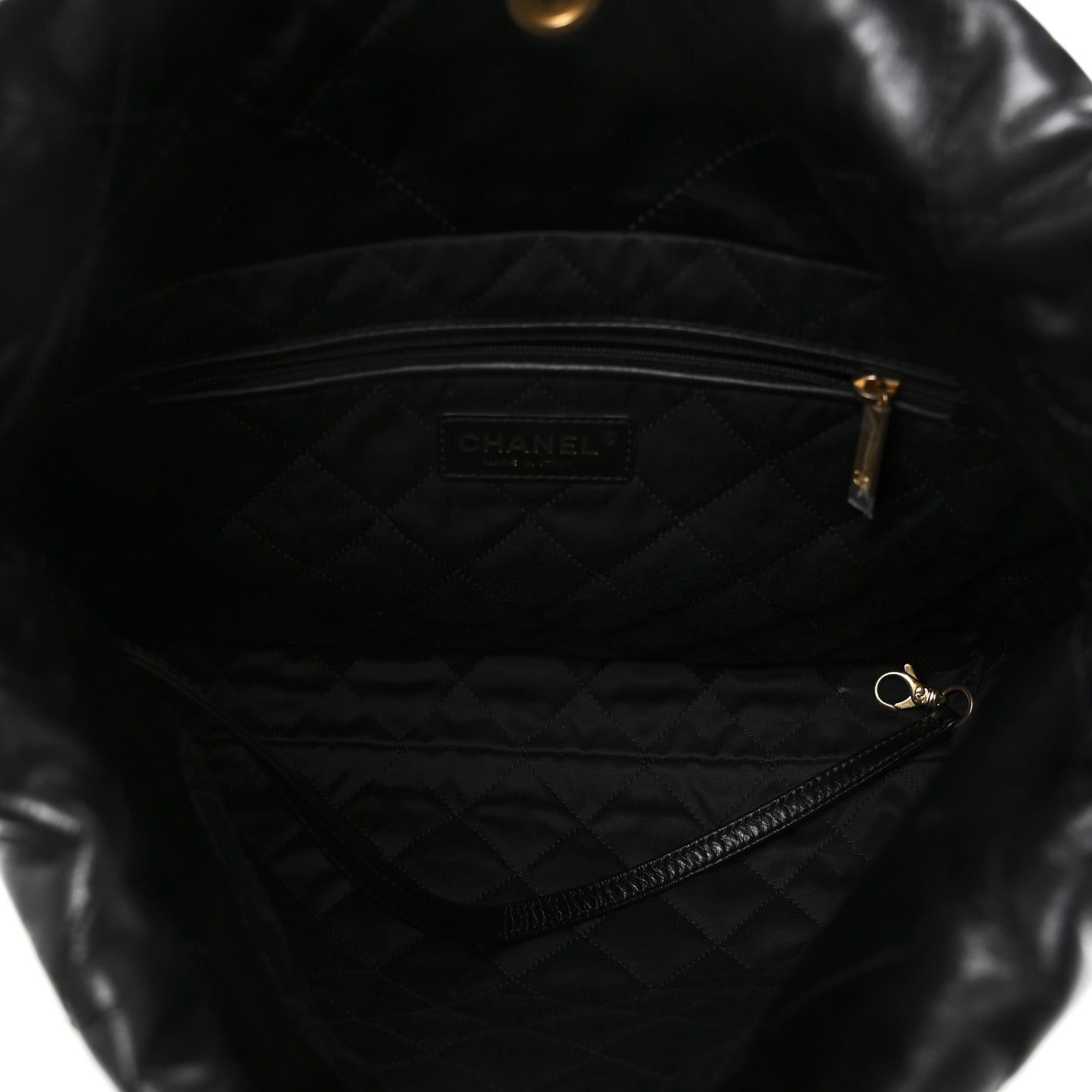 Shiny Calfskin Quilted Small Chanel 22 Black