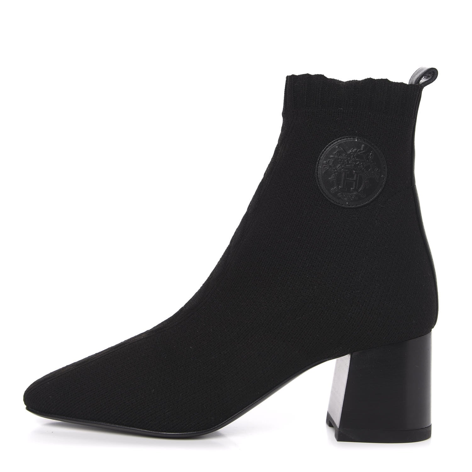 Hermes Knit Calfskin Volver Ankle Boots 38 Black 1 of 9