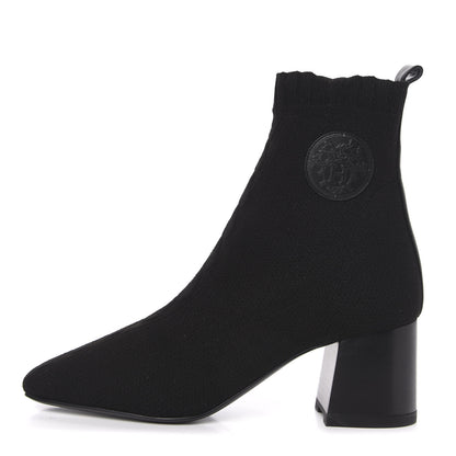 Hermes Knit Calfskin Volver Ankle Boots 38 Black 1 of 9