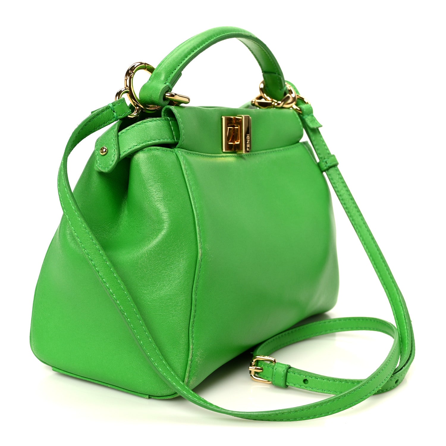 Fendi Nappa Mini Peekaboo Iconic Satchel Tomatillo 3 of 13