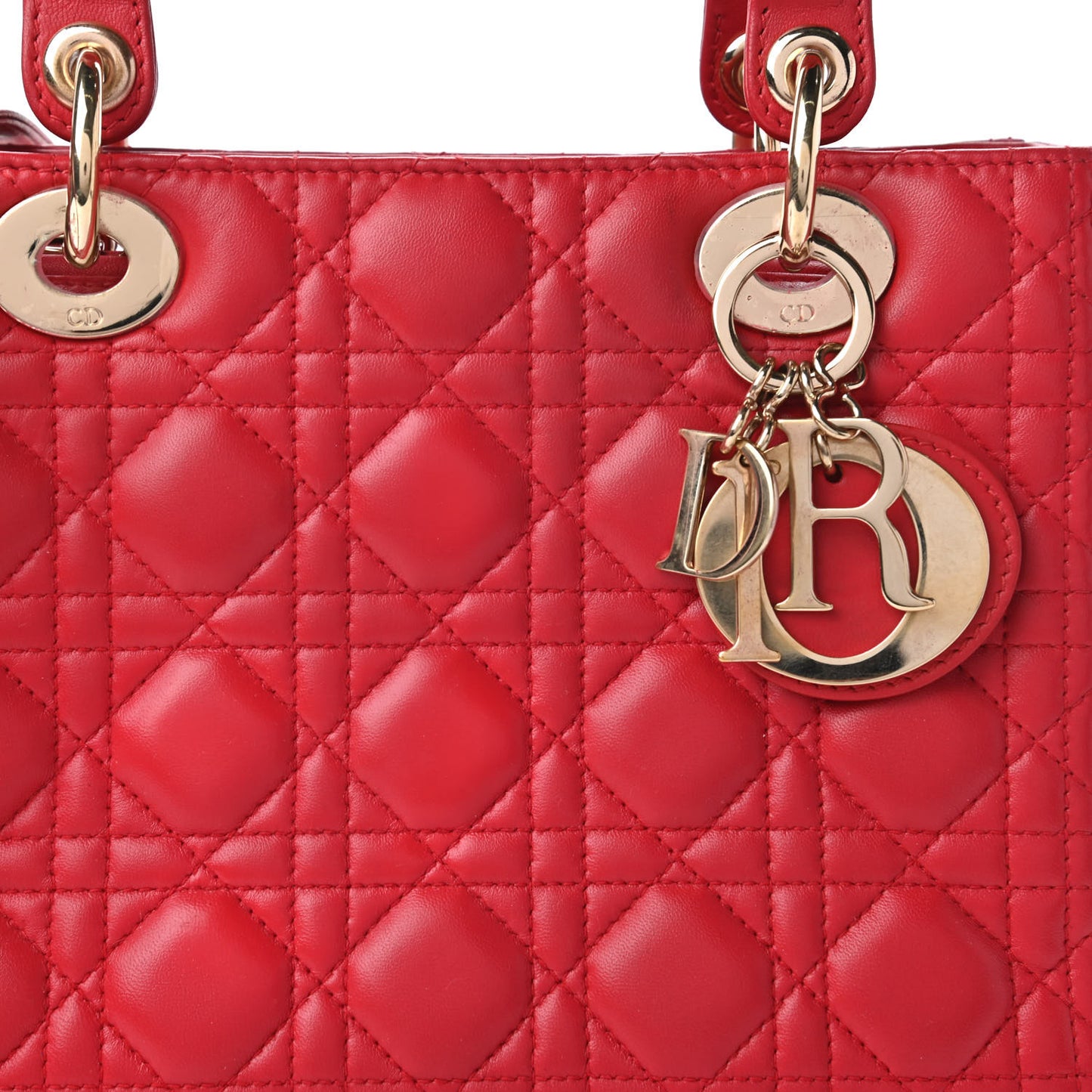 Lambskin Cannage Medium Lady Dior Red