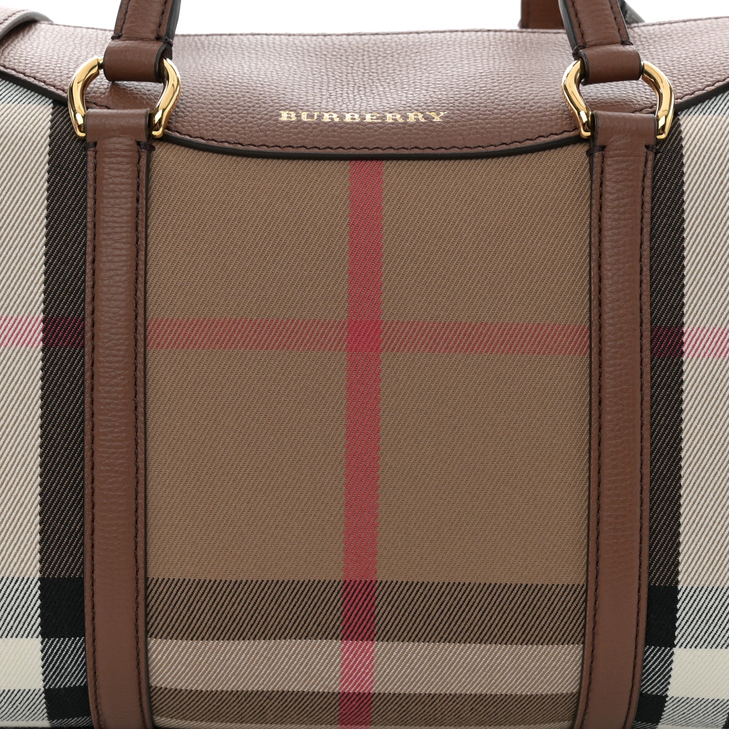 Burberry House Check Derby Calfskin Medium Alchester Bowling Bag Tan 9 of 12