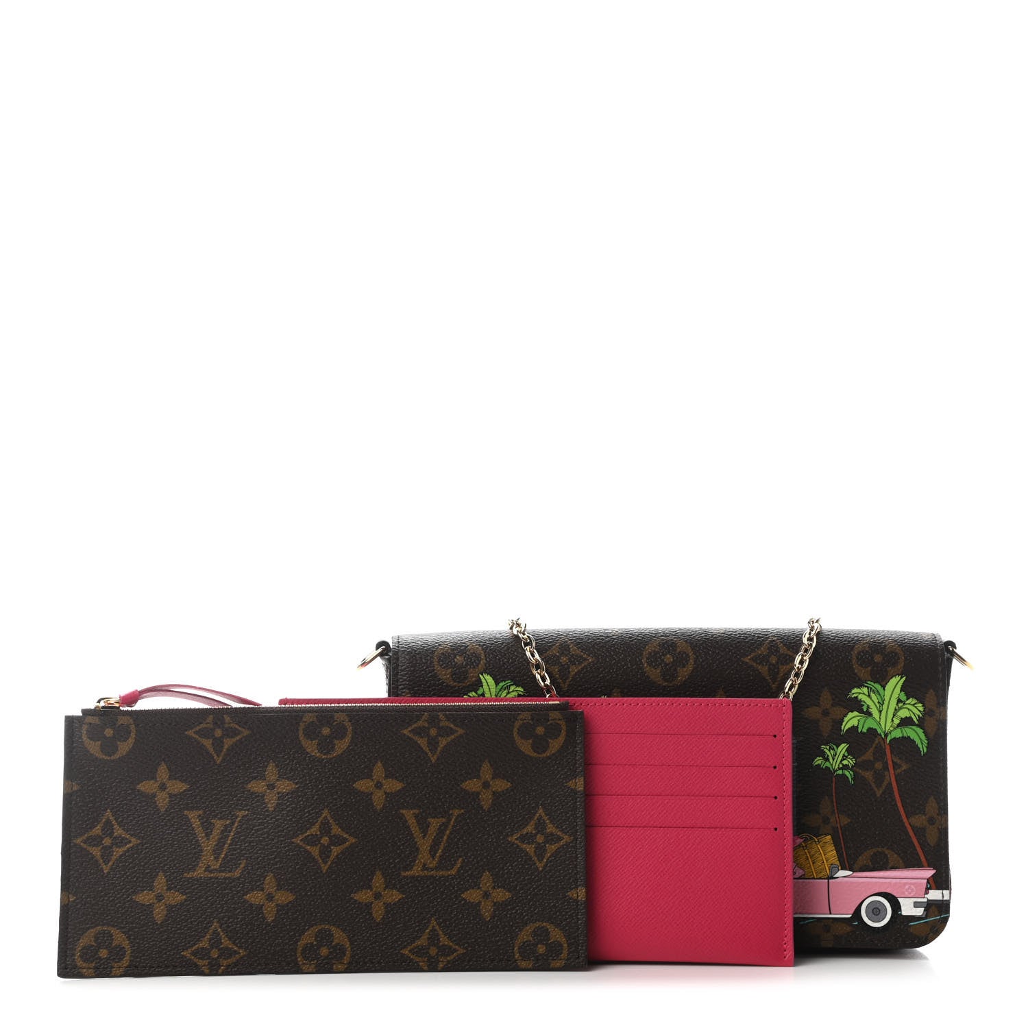 Louis Vuitton Monogram 2021 Christmas Animation Hollywood Pochette Felicie Chain Wallet Fuchsia 2 of 9