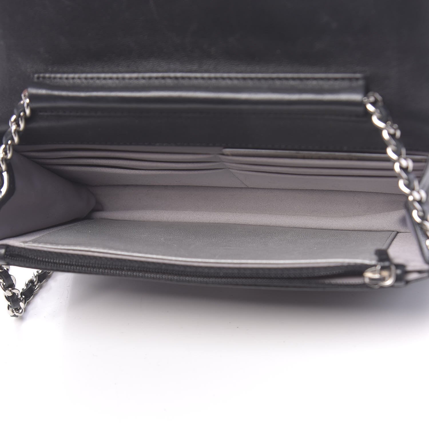 Chanel Lambskin Camellia Embossed Wallet on Chain WOC Black 5 of 12