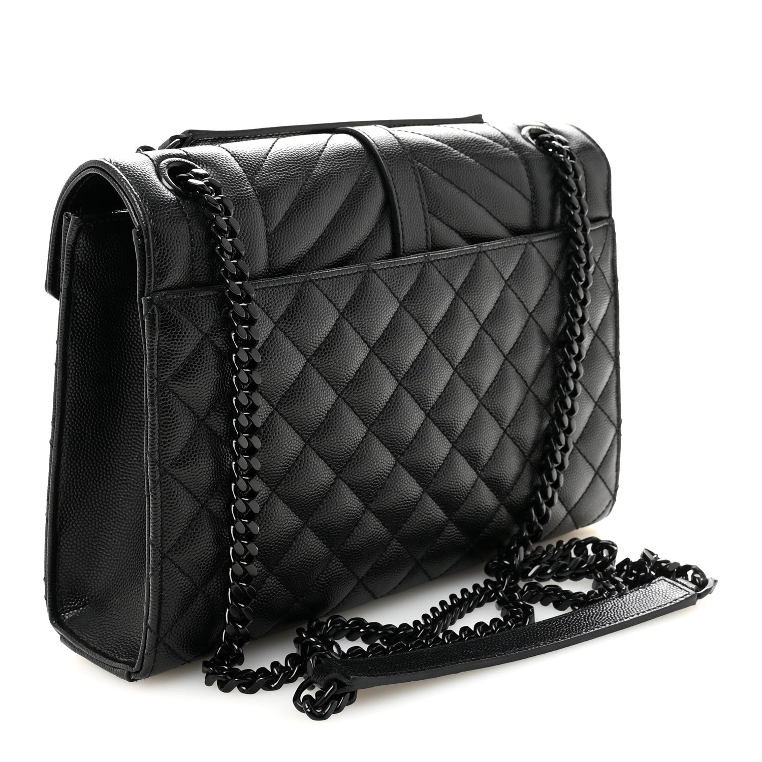 Saint Laurent Grain De Poudre Textured Mixed Matelasse Triquilt Medium Monogram Monochrome Satchel Black 3 of 9