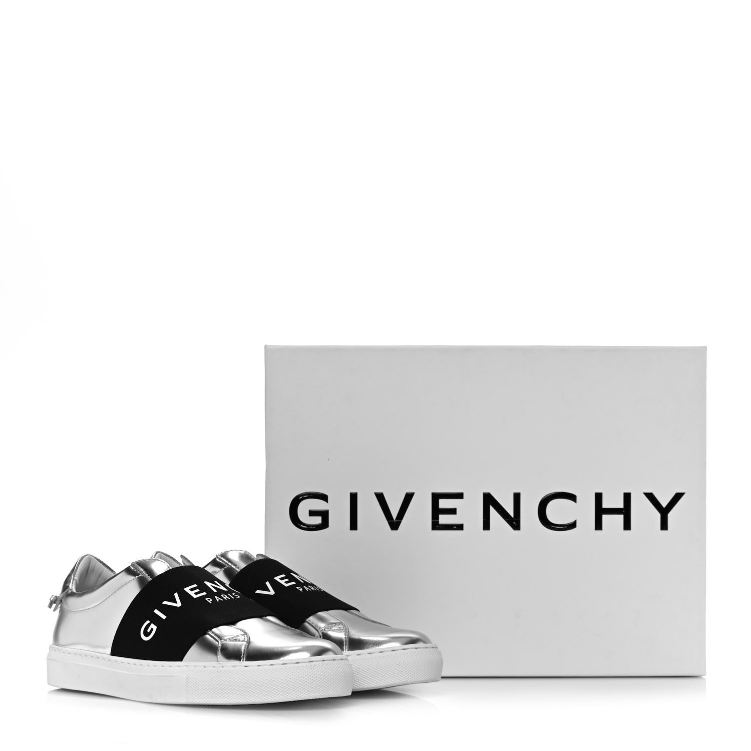 Givenchy Calfskin Band Logo Womens Urban Street Sneakers 37.5 Silvery 11 of 11