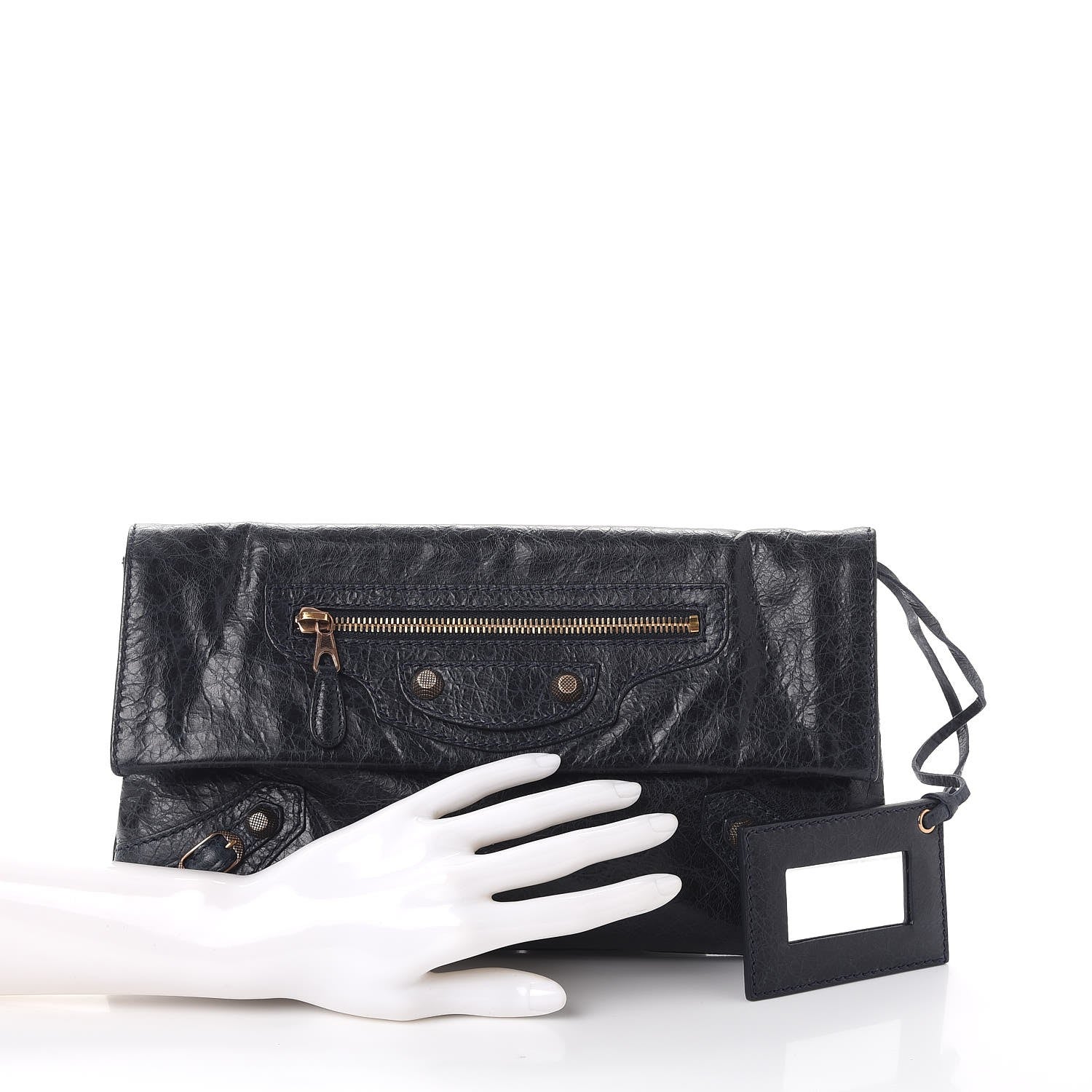 Balenciaga Agneau Giant 12 Rose Gold Hardware Envelope Clutch Dark Night 2 of 7