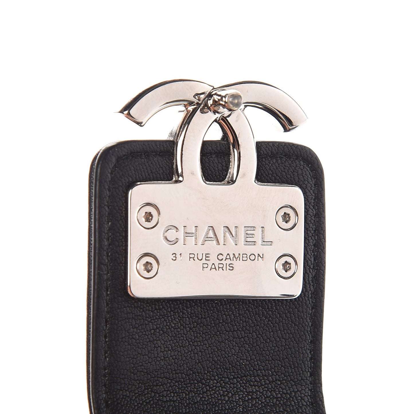 Lambskin Quilted CC Box Clutch With Chain Black