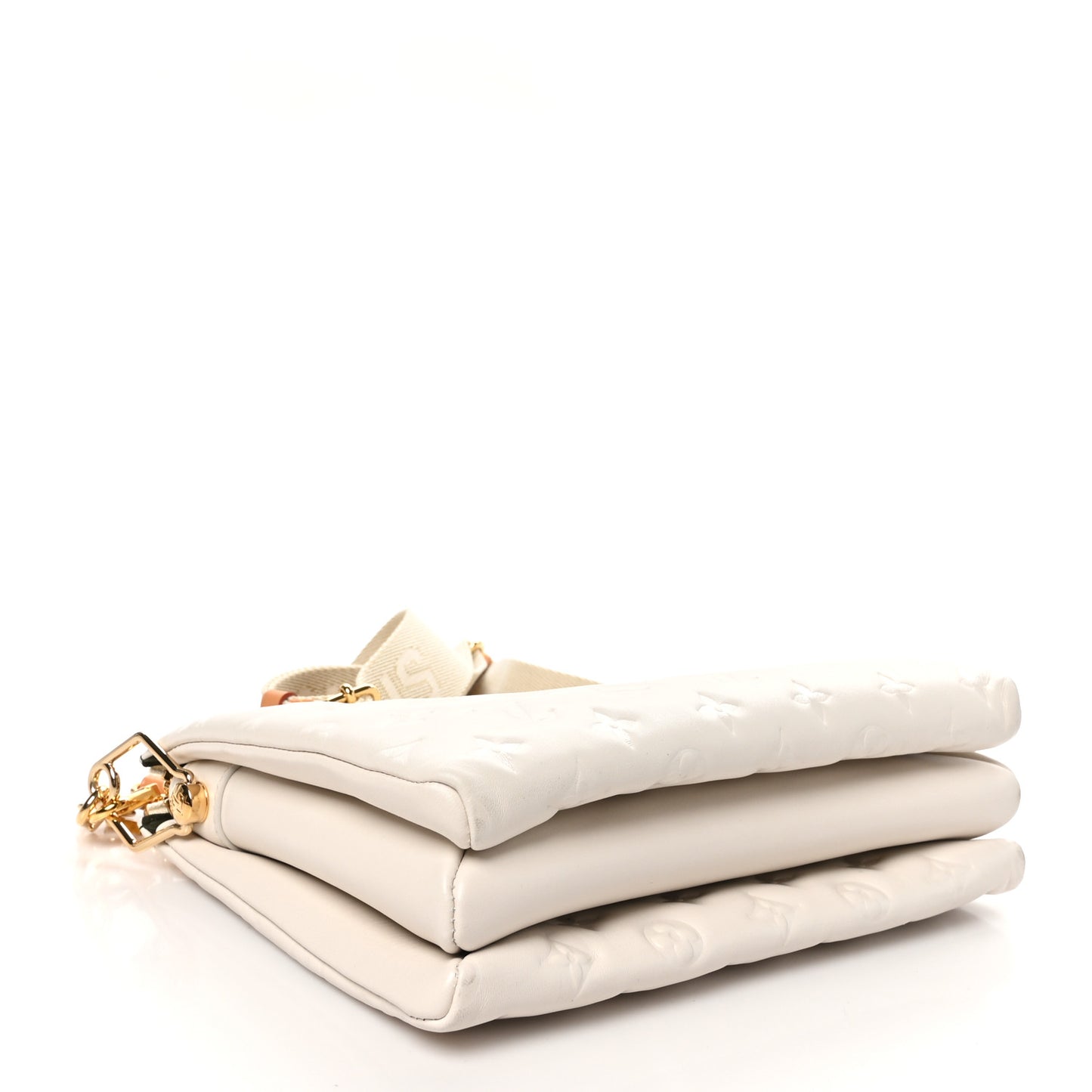 Lambskin Embossed Monogram Coussin PM Beige Cream
