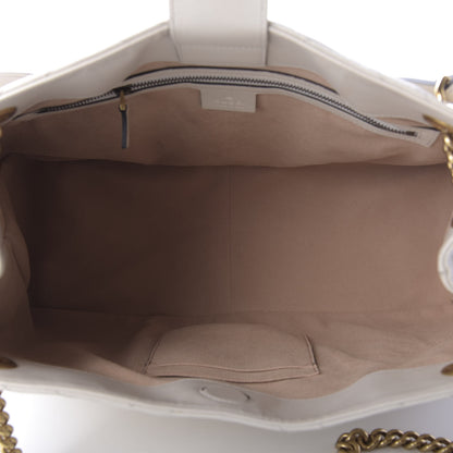 Gucci Calfskin Matelasse Medium GG Marmont Shoulder Tote Bag White 5 of 9