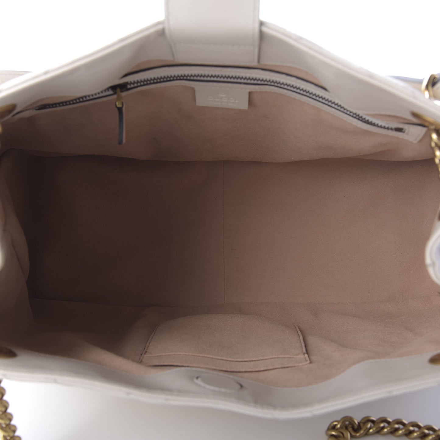 Calfskin Matelasse Medium GG Marmont Shoulder Tote Bag White