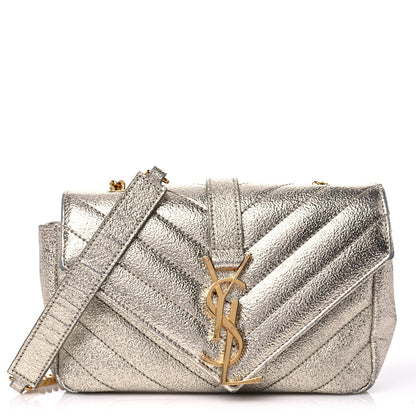 Saint Laurent Metallic Nappa Matelasse Chevron Classic Monogram Baby Chain Bag 1 of 12