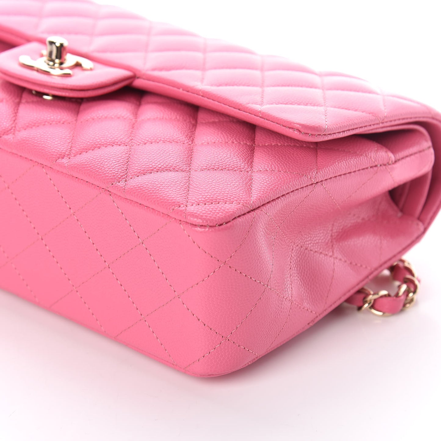 Caviar Quilted Medium Double Flap Pink