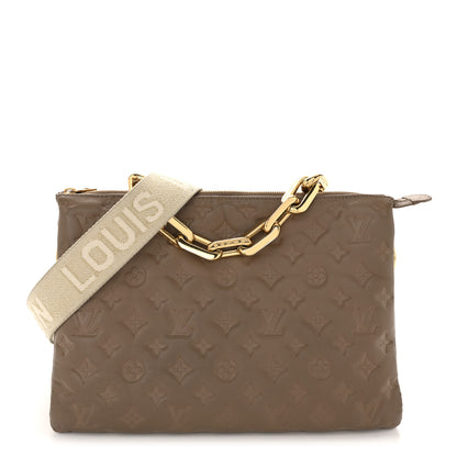 Louis Vuitton Lambskin Embossed Monogram Coussin MM Taupe 1 of 12