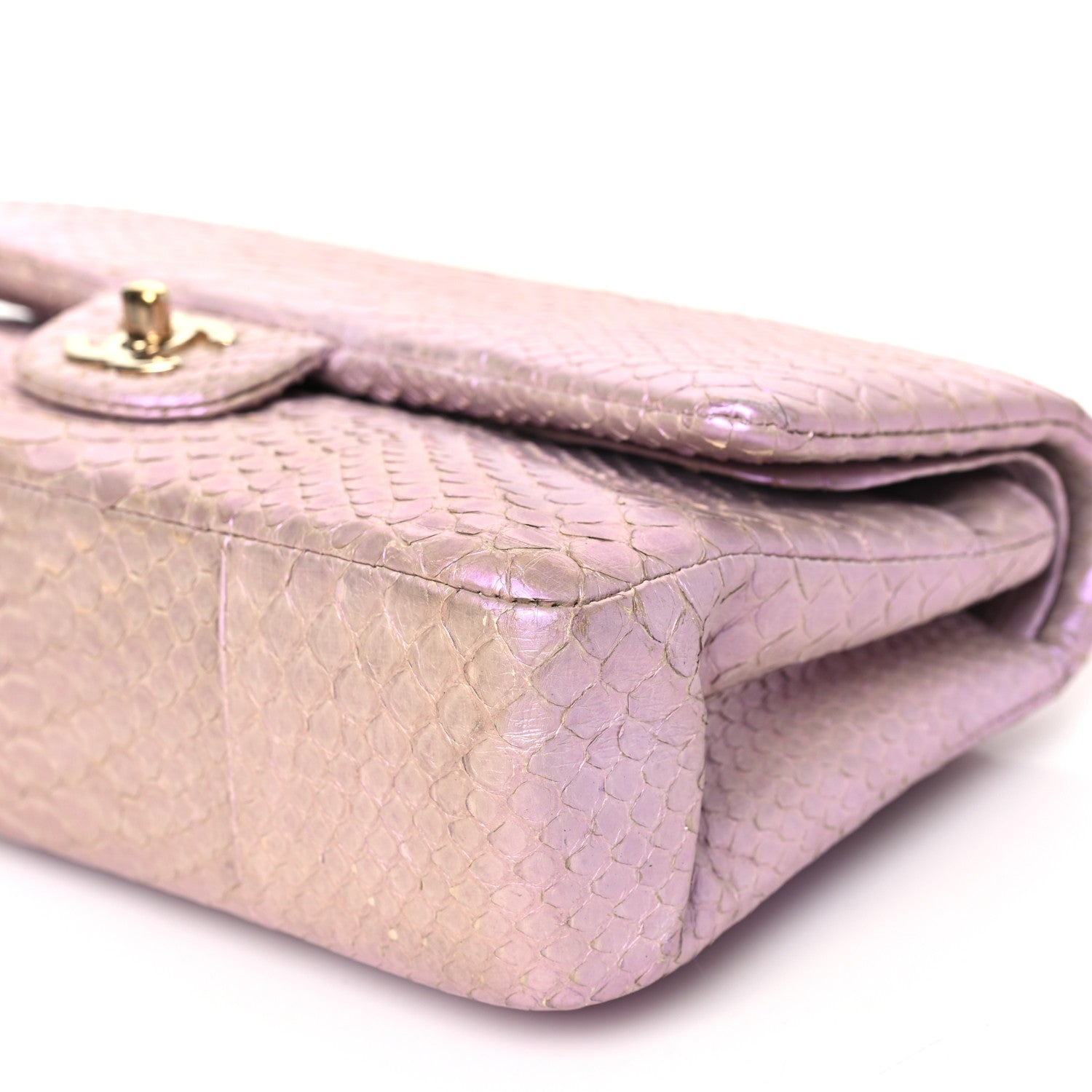 Chanel Metallic Snakeskin Medium Double Flap Purple 10 of 10