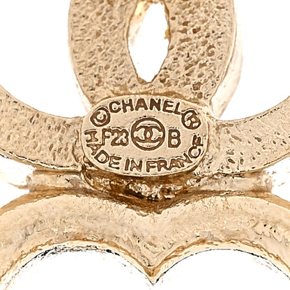 Chanel Metal Crystal CC Heart Drop Earrings Gold 3 of 5