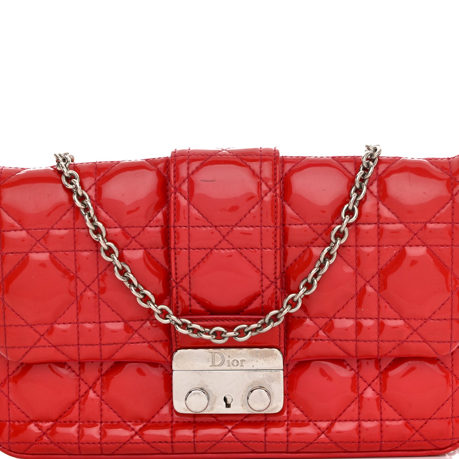 Christian Dior Patent Cannage New Lock Pouch Red 8 of 14