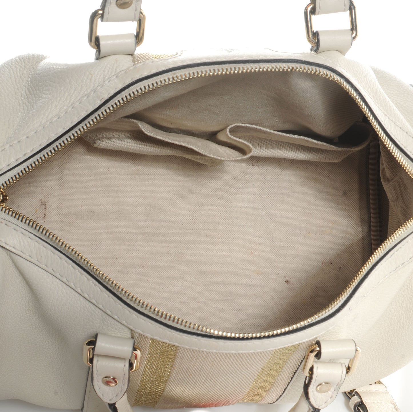 Leather Vintage Web Medium Boston Ivory