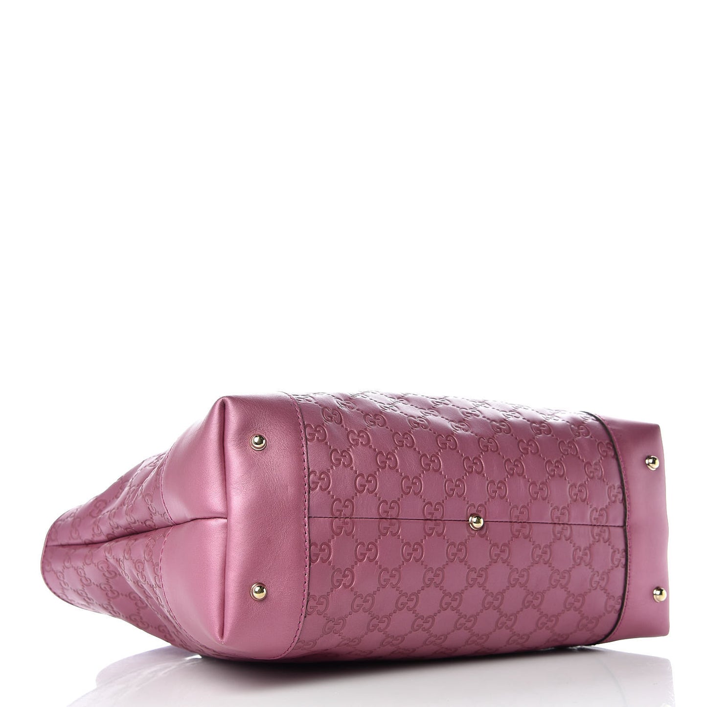 Metallic Soft Guccissima Large Heart Bit Charm Top Handle Tote Fresia Rose
