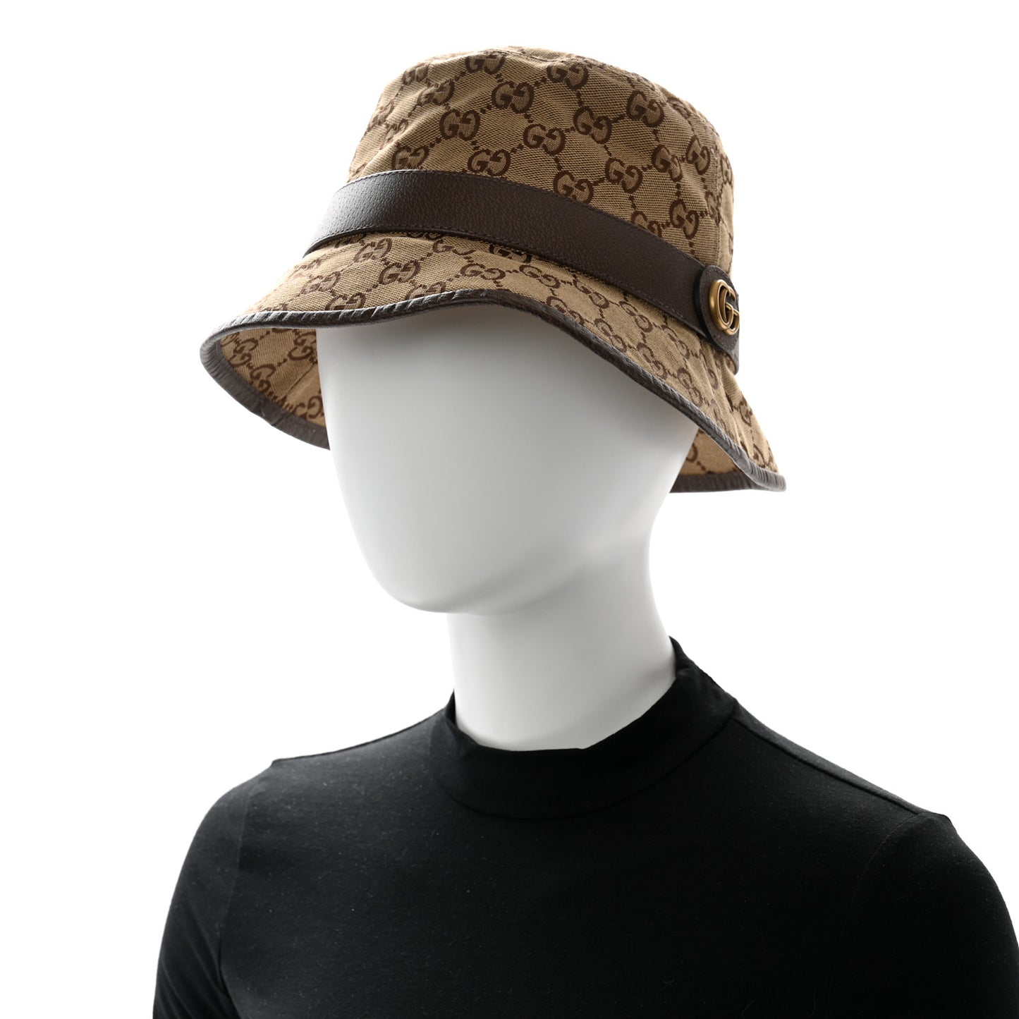 Monogram Textured Dollar Calfskin GG Jago Bucket Hat M Cacao Beige