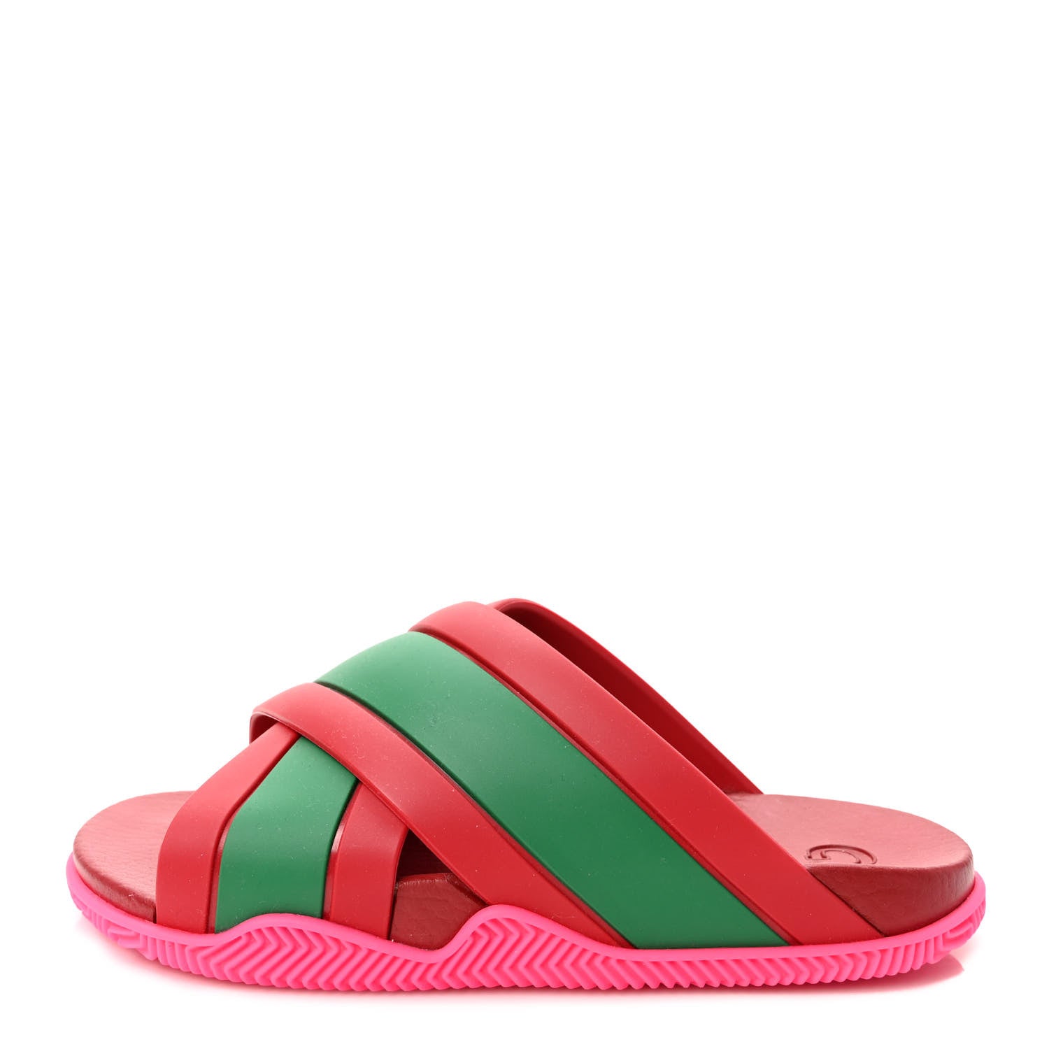 Gucci Rubber Web Womens Criss Cross Slide Sandals 35 Coral New Shamarock 1 of 9