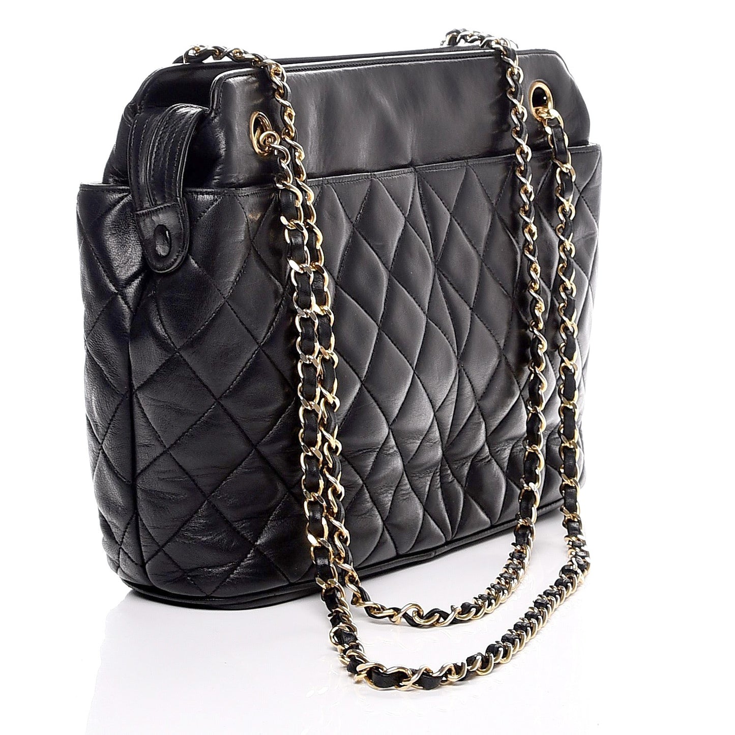 Lambskin Quilted Shoulder Bag Black