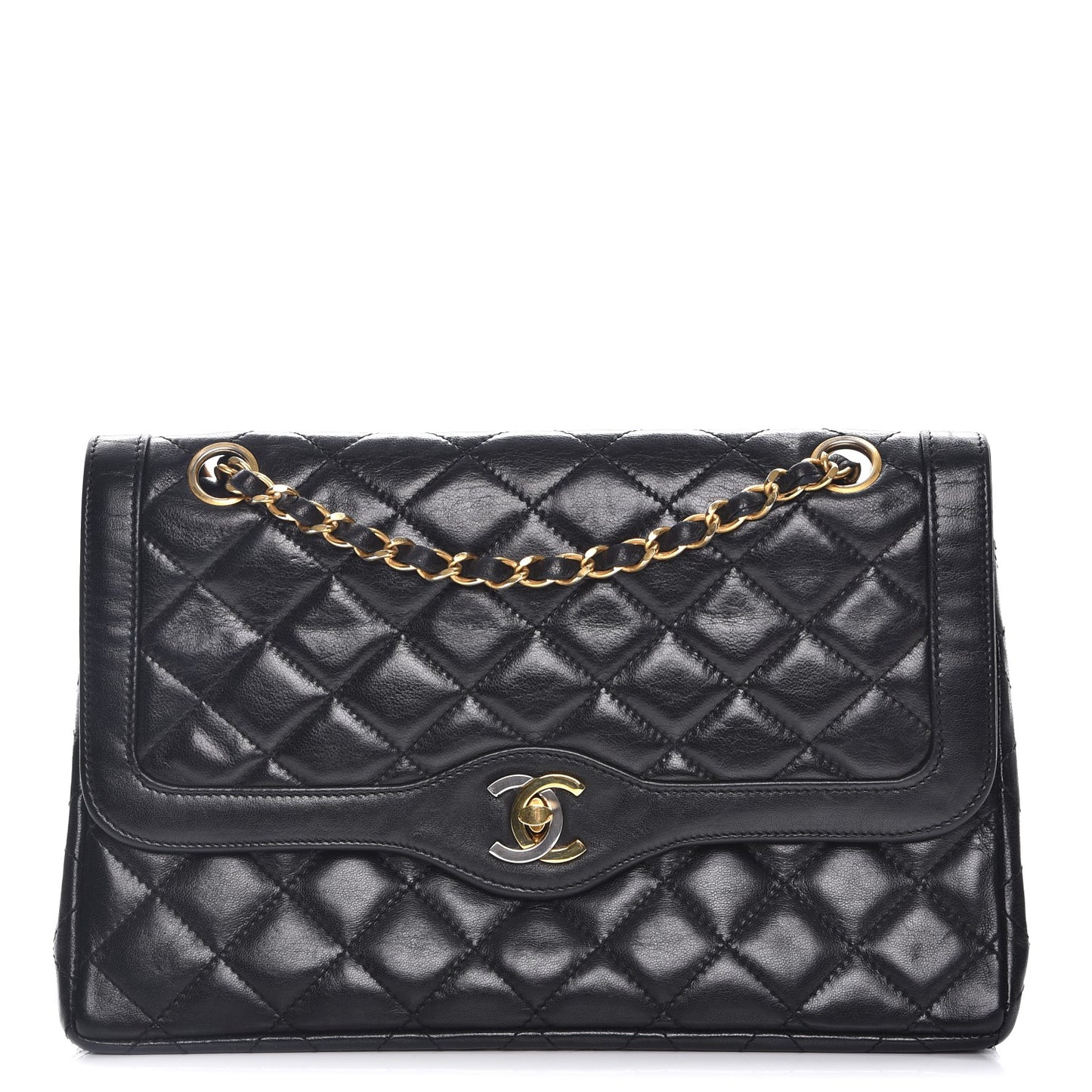 Lambskin Medium Double Flap Black