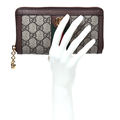 Gucci GG Supreme Monogram Web Ophidia Zip Around Wallet Brown 2 of 10