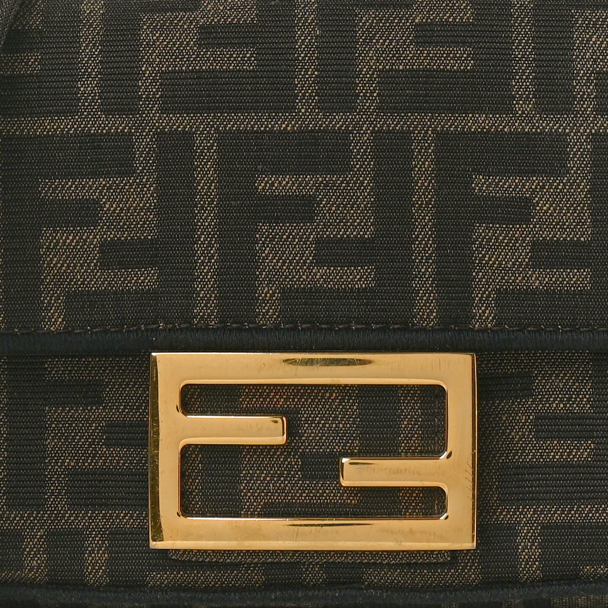Fendi Fabric Jacquard FF 1974 Mini Baguette Tobacco Moro Black 7 of 10