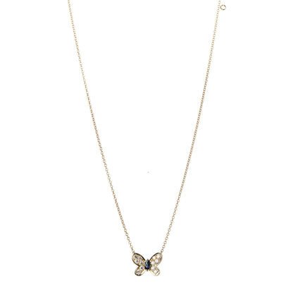 Van Cleef & Arpels 18K Yellow Gold Diamond Blue Sapphire Butterfly Pendant Necklace 1 of 7