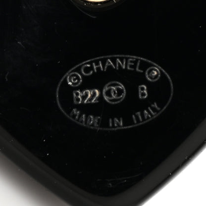 Chanel Resin Crystal Pearl CC Heart Chain Earrings Black Gold 4 of 4