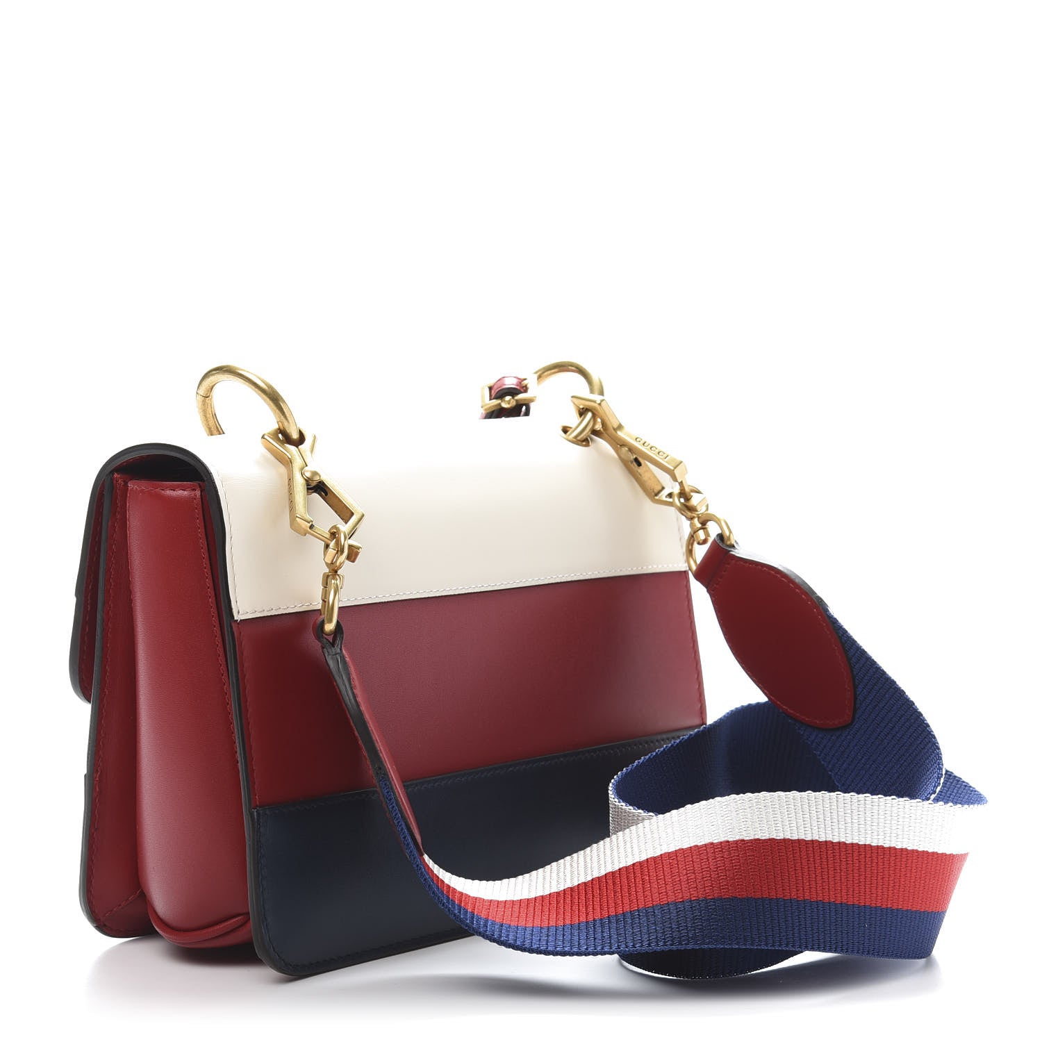 Gucci Calfskin Sylvie Web Queen Margaret Shoulder Bag Blue Agata Hibiscus Red Mystic White 3 of 14
