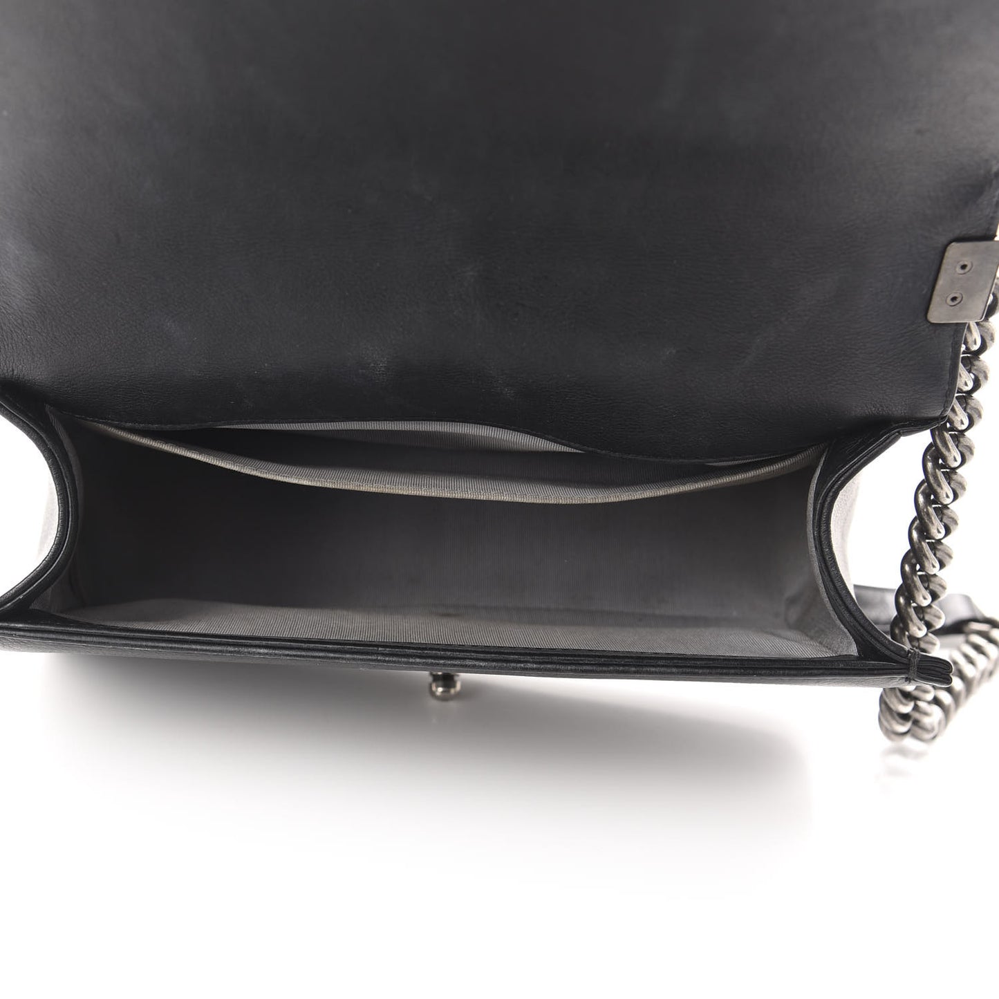 Calfskin Double Stitch Medium Boy Flap Black