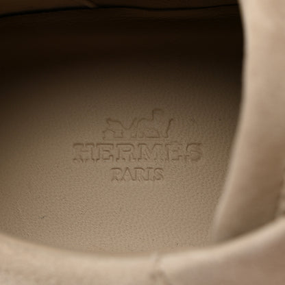 Hermes Goatskin Suede Goatskin Bouncing Sneakers 40 White Gomme 7 of 9