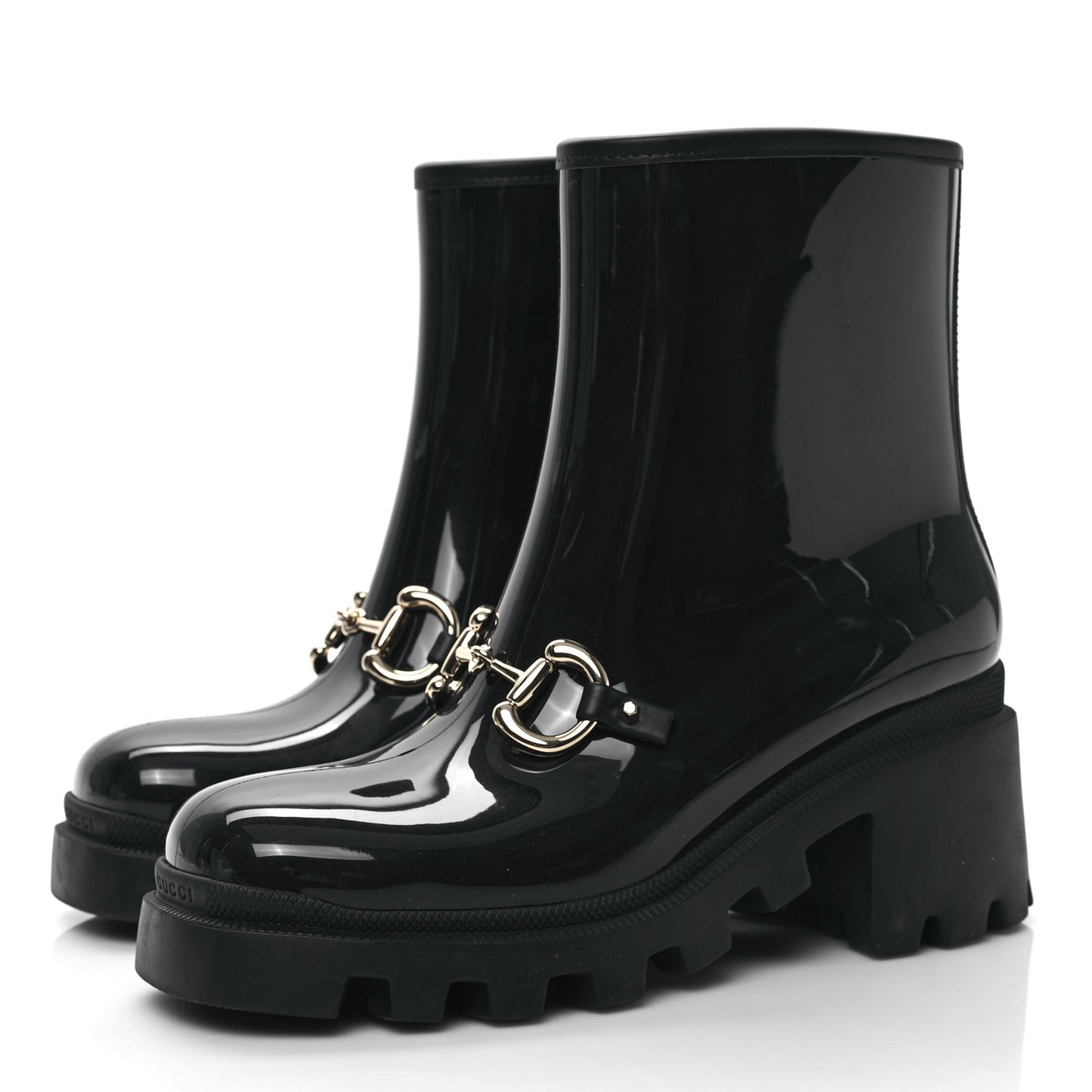 Rubber Womens Horsebit Ankle Boots 38 Black