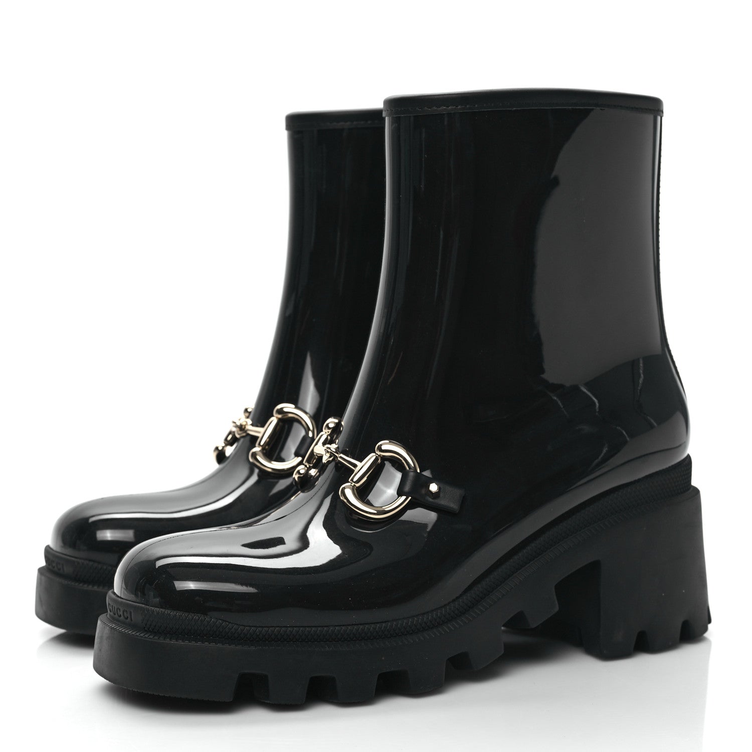 Gucci Rubber Womens Horsebit Ankle Boots 38 Black 3 of 7