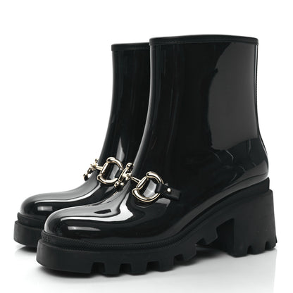 Gucci Rubber Womens Horsebit Ankle Boots 38 Black 3 of 7