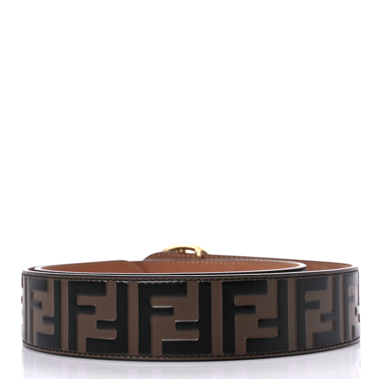 Vitello F is Fendi Bi-Color FF 1974 Embossed Belt 90 36 Maya Black